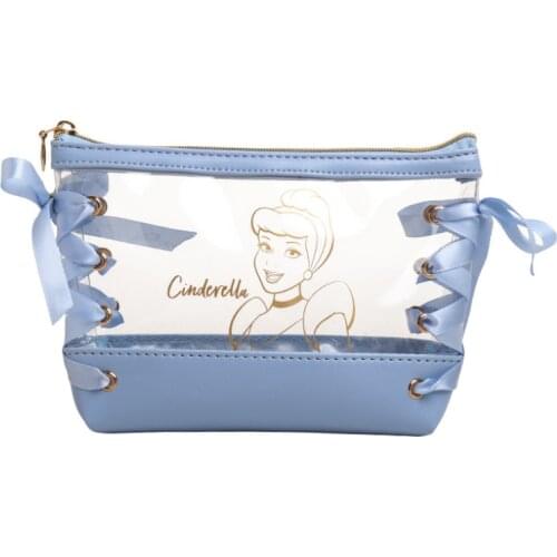Disney Cinderella Cosmetic Bag Belle Female Trumpet Hand Holding Transparent Bag Mini Travel Waterproof Toiletry Bag Storage Bag
