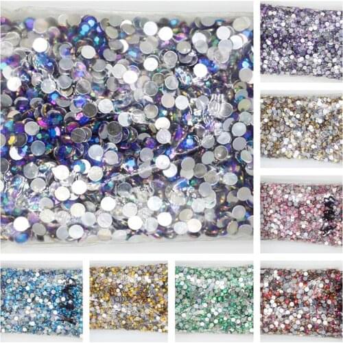 Crystal AB 12 Color 1.5~10mm Flat Back Round Acrylic Rhinestones Beads / Stones ,3D Acrylic Nail Art / Garment Decoration