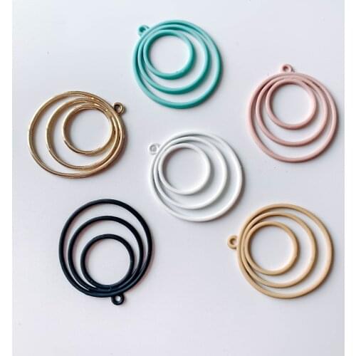 Metal Round Circle Loop Charms Eardrop Earring Accessories Diy Jewlery Making Supplies Finding Pendant Necklace Components 10pcs