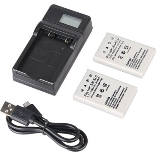 Hot For Nikon EN-EL5 3.7V 1400mAh Battery 2 + LCD Display USB Charger + USB Cable