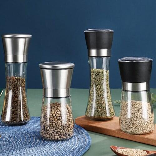 Salt and pepper grinder pulverizer stainless steel spice jar pepper grain mill sprayer seasoning bottle kitchen canister sets