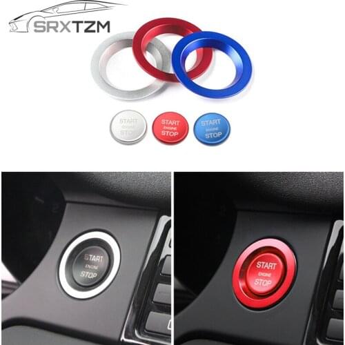 Metal Car Keyless Engine Push Start Button Cover Trims For Land Rover Discover Sport Stickers Red Silver Blue