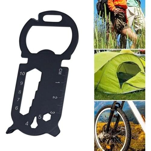 Survival Multifunctional Unique Durable EDC Tool Card Outdoor Screwdriver Black Mini Portable Bottle Opener Stainless Steel
