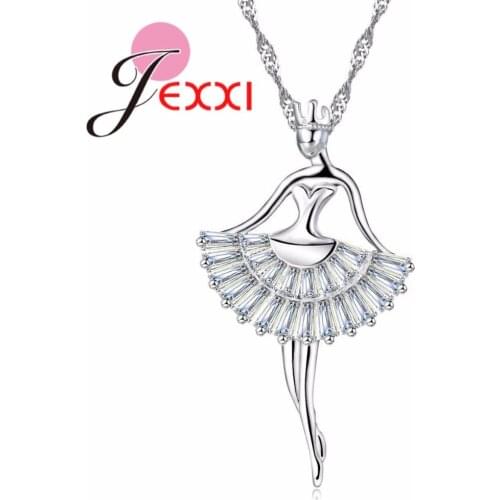 Fashion Silver Zirconia Dancing Angel Necklace With Pendant Foreign Jewelry Suspension Christmas Girl Gift Accessory