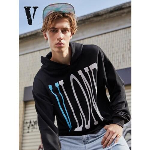 Trendy brand VLONE Hoodies Sweatshirts male big V hem destruction pullover street female hip-hop cotton hoodie