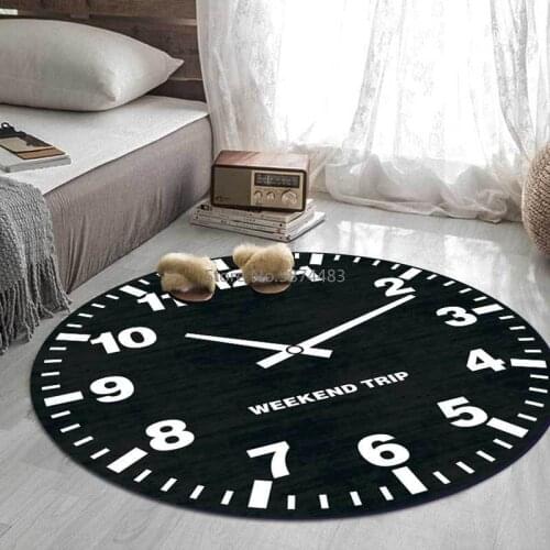 Fashion Modern Simple Black and White Clock Table Living Room Bedroom Hanging Basket Chair Round Floor Mat Carpet
