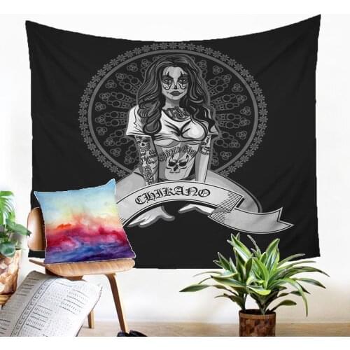 Fabic Wall Carpet Stable Quality Home Textiles Skull Tattoo Beauty Pattern Tapestry Boho Macrame Panel Bohomian Home Decoration
