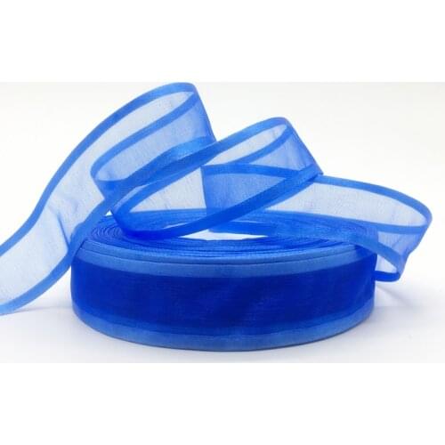 Wholesale 5Yards 1"(25mm) Blue Broadside Organza Ribbon Bow Wedding Christmas Party Wrapping Decoration Lace Crafts