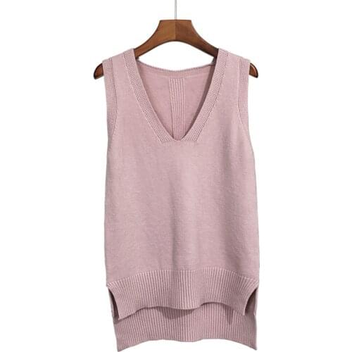 Knitted Sweater Women Sweaters Pullovers Autumn Winter 2021 V Neck Sweater FashionBasic Shirt Fitness Female Clothing Vest