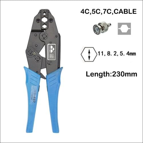 Plier tool HS-457 crimping capacity 11,8,2,5.4mm length 230mm ratchet crimping plier european style 4C,5C,7C,cable