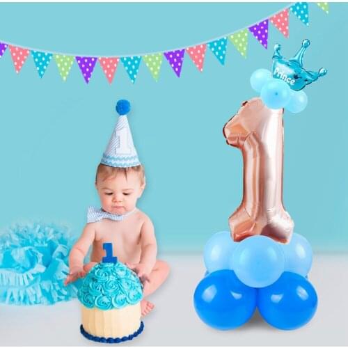QIFU 1st Birthday Balloon Boy Foil Number Ballon One Year Baby Birthday Girl Decor Baby Shower Birthday Party Decorations Kids