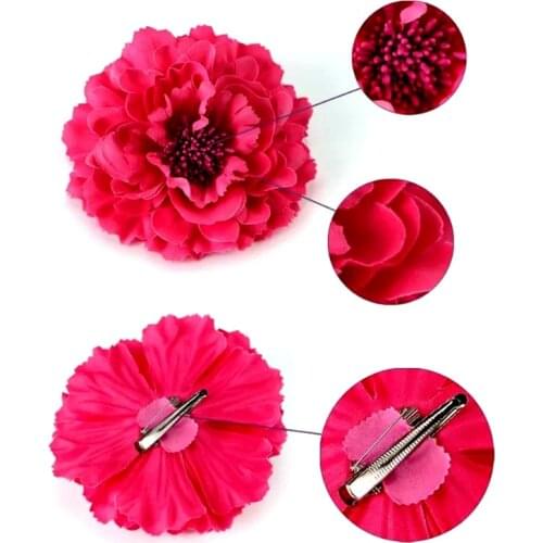 Sale Vacation Beach Boho Corsage Peony Flower Hairpins Brooch Pins Headwear Charming Wedding Decoration Hair Clip