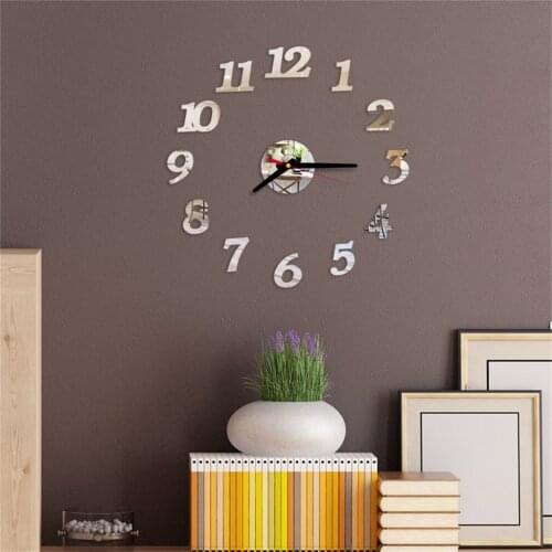 Mixed Number Styles English Arabia Roman Numerals Modern Wall Clock Acrylic Mirror Effect Numbers Stickers DIY Giant Wall Watch