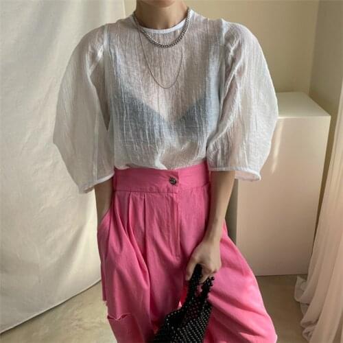 Micro Niche Design Wrinkled Half-sleeved Shirt Z951