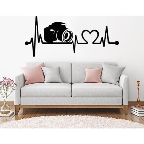 Camera Heartbeat Wall Vinyl Stickers Removable Lifeline Wall Art Decals Camera Wall Poster Home Car Decoration AY1869
