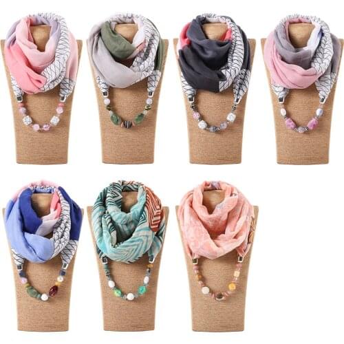 RUNMEIFA solid color Jewelry Statement Necklace Pendant Scarf Women Bohemia Neckerchief Foulard Femme Accessories Hijab Stores