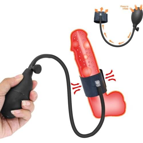 Male Inflatable Cock Rings Delay Ejaculation Masturbation Stimulating Orgasm Penis Pump Penis Trainer Enhancement Adult Sex Toys