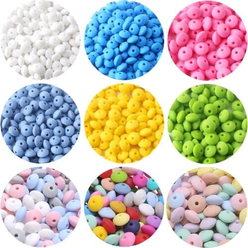 Lentil Silicone Teether 12mm 40pcs Silicone Beads DIY Bead Teething Nursing Necklace Food Grade Silicone Abacus Beads Lets make