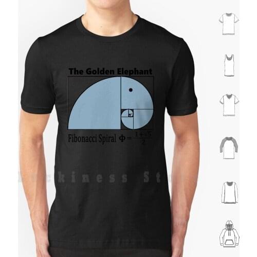 Fibonacci Spiral – The Golden Elephant T Shirt DIY Cotton Big Size S-6xl Math Fibonacci Spiral Elephant Student Teacher