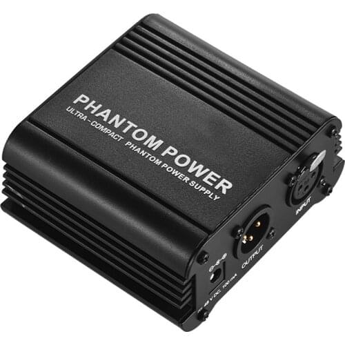 Ultra-compact Microphone +48V Phantom Power Supply with XLR Input & Output for Condenser Microphone Studio Music Recording