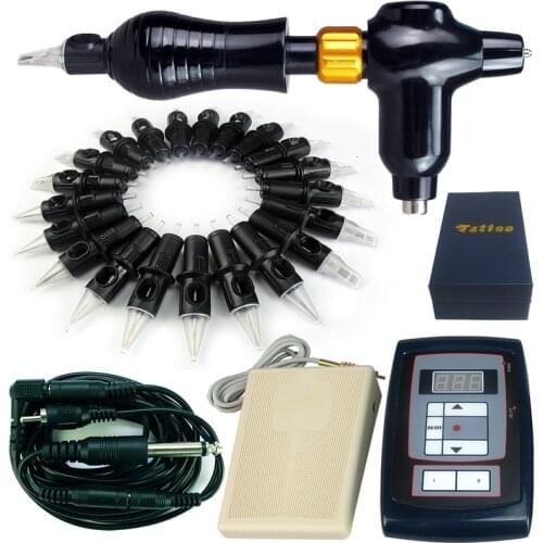 Tattoo 2-In-1 Rotary Tattoo Machine Permanent Makeup Pen 50 Hawk Needle Digital Power Supply hummingbird