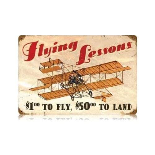 Flying Lessons Vintage Metal Sign Aviation Airplane Humor Steel TIN Sign 20X30 cm