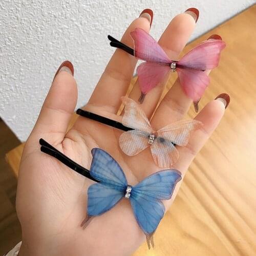 Women Girls Simulation Butterfly Hair Pin Creative Fashion Colorful Butterfly Bobby Pin Cloth Hair Clip Headwear Accessories