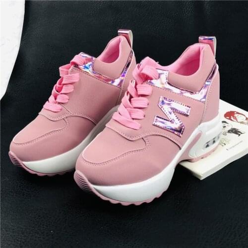 2021 net red thick-soled sports shoes inside the height 8cm leisure student muffins womens shoes tide strap platform heels