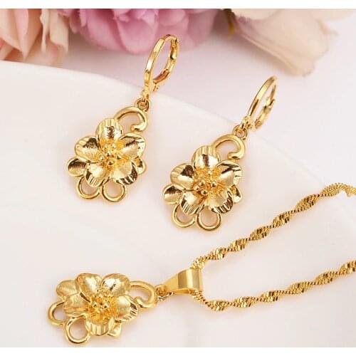 Gold flower Ethiopian women Jewelry Sets Habesha Africa bridals Wedding jewelry Gift Dubai pendnat earrings diy charms