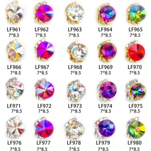 10PC Big Round 3d Nail Gems K9 Rhinestions Crystal AB Strass For Nail Decorations 7*8.5cm Glitter Ongle Nail Accessories Charms