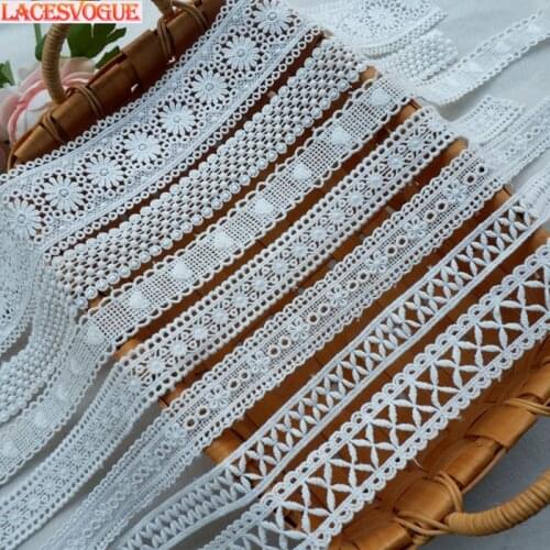 19yards 2-5cm Cotton embroidery Lace ribbon Handmade DIY material Garment needlework sewing accessories Clothing edge fabric 268