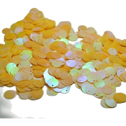 2000 Yellow AB Flat Round loose sequins Paillettes Top Hole 10mm sewing Wedding