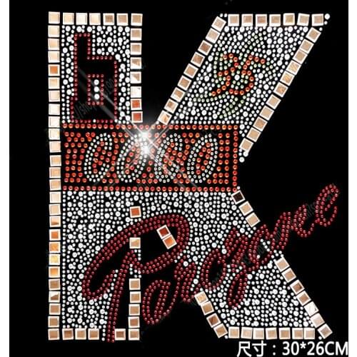 5 pc/lot DIY Letter K hotfix rhinestones, heat transfer design iron on motifs,rhinestone for garment,T-shirt