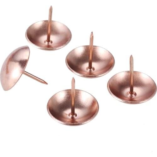 50pcs Rose Gold Upholstery Nails 25x25mm Metal Round Pushpin Doornail Vintage Tacks Antique Stud Jewelry Case Wine Sofa Decor
