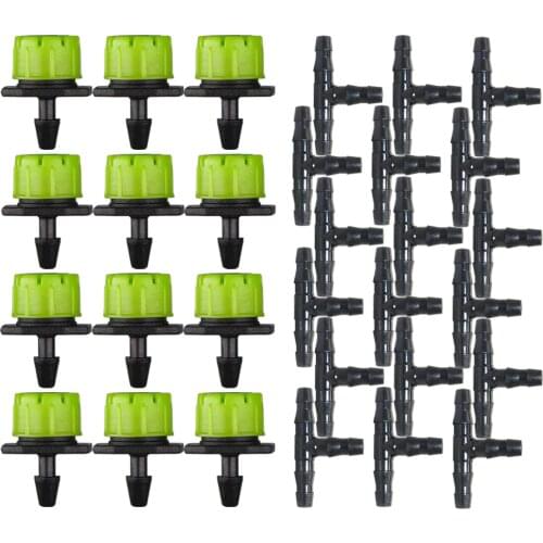 50PCS Garden Irriate Adjustable Drippers 4/7MM Barb Tee Connectors Micro Drip Irriation Emitter Anti-Clogging for 1/4'' Hose