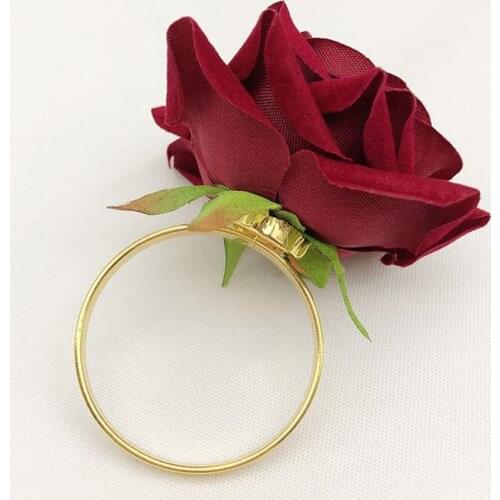 6Pcs Red Rose Shape Towel Buckle Napkin Ring Restaurant Wedding Hotel Table Decoration Holiday Party Supplies