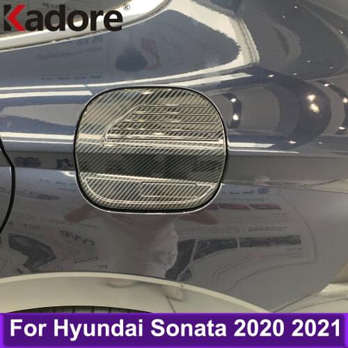 ABS Carbon Fiber For Hyundai Sonata 2020 2021 Car Gas Cap Fuel Tank Cover Trim Gas Cover Sticker Decoration Frame Accessories