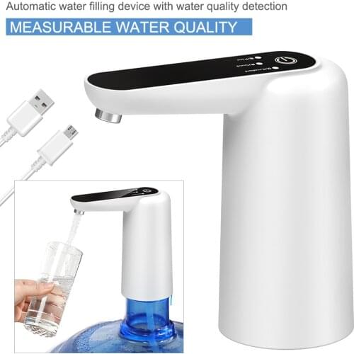 Automatic Water Dispenser Electric Water Bottle Pump One-Click Button Water Quality Tester USB Charging Barreled Water Pump