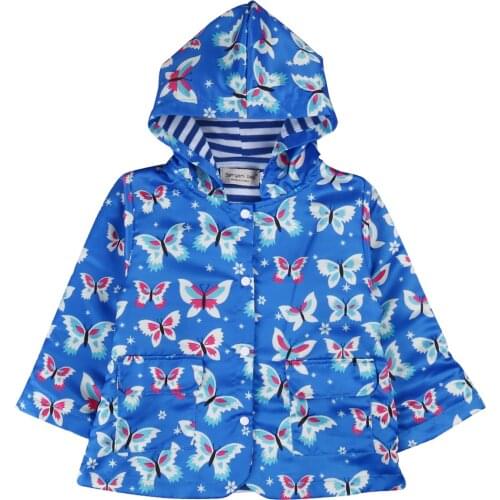 Free Shippping Little Kids Hoodie Jacket Cartoon Cute Butterflies Pattern Button-Down Coat, Lightweight Kids Outdoor Windbreaker