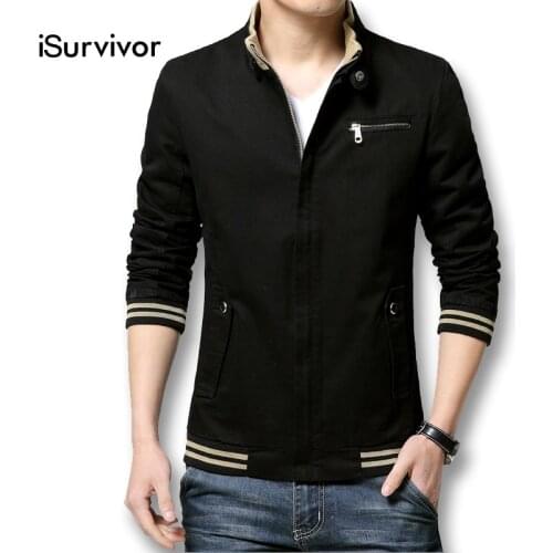 ISurvivor Brand New Autumn Men Casual Jacket Coat Mens Fashion Washed Cotton Brand-Clothing Jackets Male Coats Zipper Sales