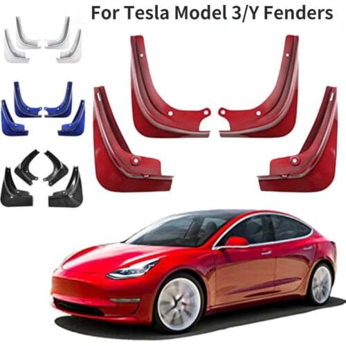 Mud Flaps For Tesla Model 3 2021 Accessories Guard Fender Front Rear Wheel Mudguard Carbon Fiber ABS Model Three