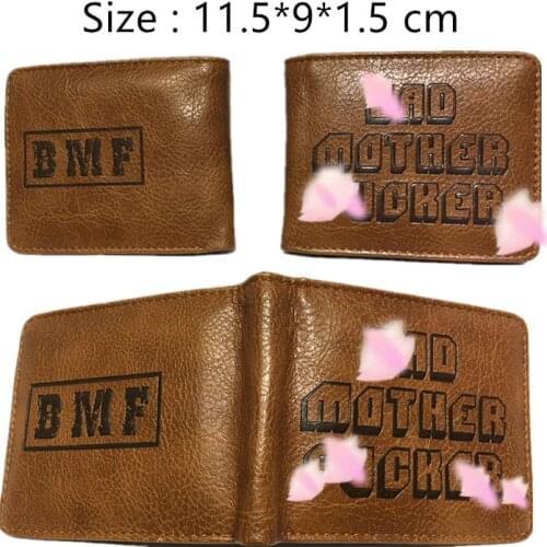 Pulp Fiction Bad Mother PU Leather Wallet 3D Touch Embossed Pouch Zipper Coin Bi-Fold Purse Card Holder
