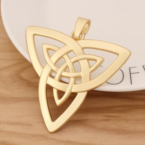 1 Piece Matte Gold Large Celtics Knot Trinity Triquetra Charms Pendants for Necklace Jewellery Making Accessories 68x65mm