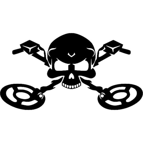 CK2679#22*12cm Skull with metal detectors funny car sticker vinyl decal silver/black car auto stickers for car bumper window car