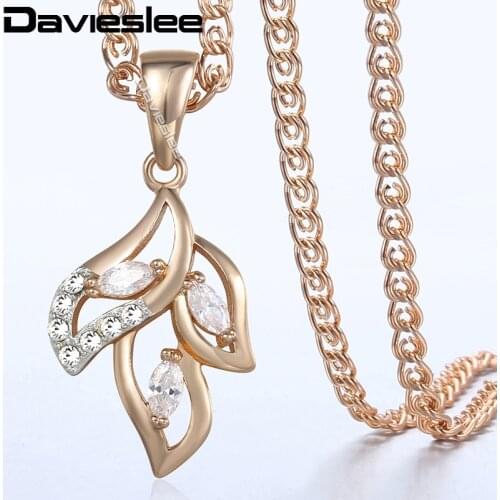 Davieslee Cross Pendant Necklace for Women 585 Rose Gold Filled Snake Link Womens Necklaces Chain Fashion Jewelry LGP227