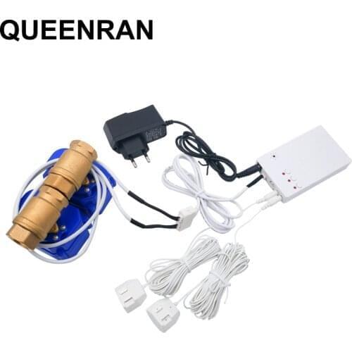 2019 Russian Water Leak Detector with 2pcs DN15 DN20 DN25 Brass Valves For Home Smart Water Leaking Sensor Flood Overflow