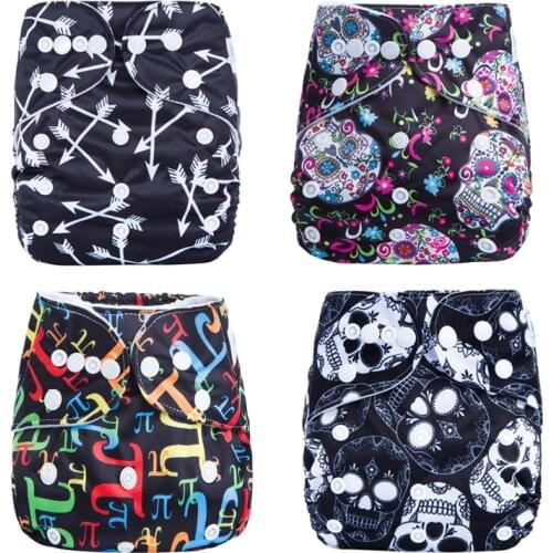 Washable Diaper with 3Layer insert Reusable Digital Print Baby Cloth Diaper One Size Pocket Baby Adjustable Nappy couvre couche