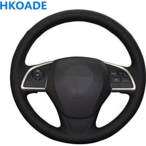 DIY Black Soft Artificial Leather Car Steering Wheel Cover For Mitsubishi Outlander 2013 2014 ASX L200 2015 2016 Mirage 2014