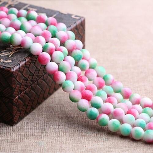 Grade A Natural Multi Tones Red White Green Jade Beads 6mm 8mm 10mm 12mm Smooth Polished Round 15 Inch Strand YZ60