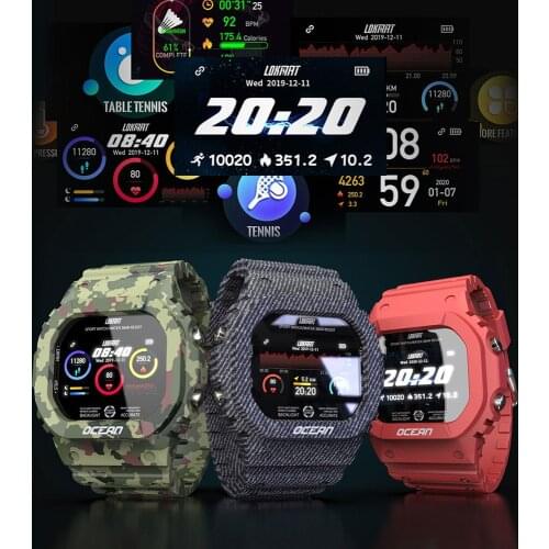 LOKMAT Smart Watch Heart Rate Blood Pressure Monitor Multifunction Sport Watch IP68 Waterproof Watch Notification Remote Camera